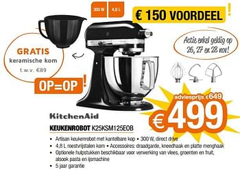 Promoties Kitchenaid keukenrobot k25ksm125eob - Kitchenaid - Geldig van 22/11/2021 tot 29/11/2021 bij Expert