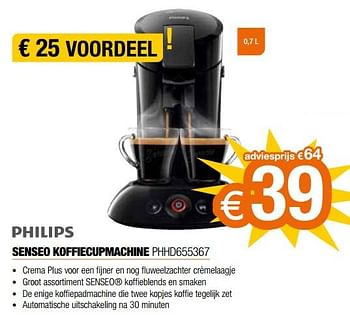 Promoties Philips senseo koffiecupmachine phhd655367 - Philips - Geldig van 22/11/2021 tot 29/11/2021 bij Expert