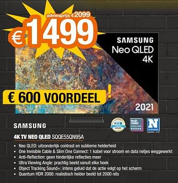 Promoties Samsung 4k tv neo qled sqqe55qn95a - Samsung - Geldig van 22/11/2021 tot 29/11/2021 bij Expert