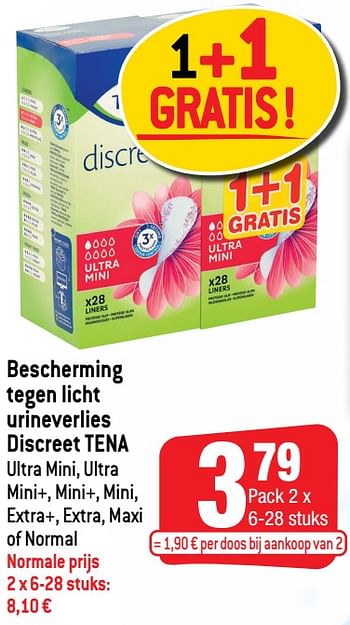 Promoties Bescherming tegen licht urineverlies discreet tena - Tena - Geldig van 24/11/2021 tot 30/11/2021 bij Smatch