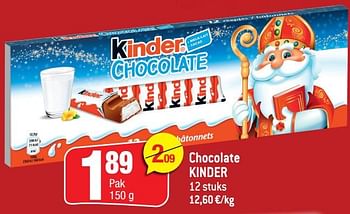 Promoties Chocolate kinder - Kinder - Geldig van 24/11/2021 tot 30/11/2021 bij Smatch