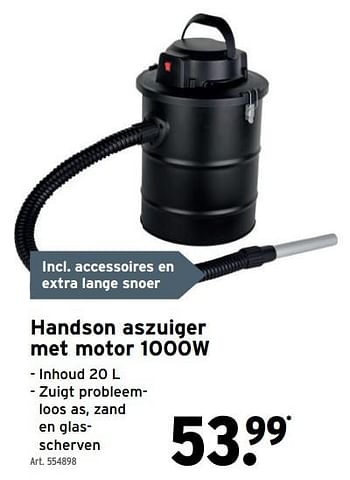 Promoties Handson aszuiger met motor 1000w - Handson - Geldig van 24/11/2021 tot 21/12/2021 bij Gamma