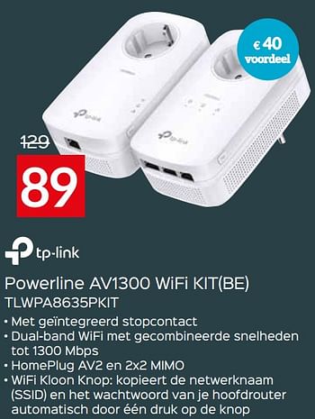 Promoties Tp-link powerline av1300 wifi kit be tlwpa8635pkit - TP-LINK - Geldig van 22/11/2021 tot 29/11/2021 bij Selexion