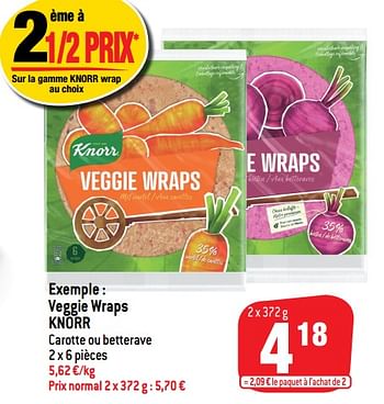 Promotions Veggie wraps knorr - Knorr - Valide de 24/11/2021 à 30/11/2021 chez Match