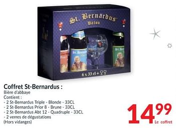 Promotions Coffret st-bernardus : bière d`abbaye - St.Bernardus - Valide de 23/11/2021 à 31/12/2021 chez Intermarche