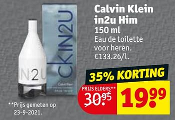 Promoties Calvin klein in2u him edt - Calvin Klein - Geldig van 30/11/2021 tot 12/12/2021 bij Kruidvat