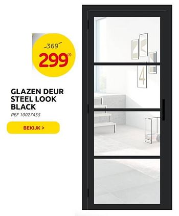 Promoties Glazen deur steel look black - Huismerk - Brico - Geldig van 01/12/2021 tot 03/01/2022 bij Brico