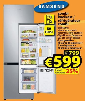 Promoties Samsung combi koelkast - réfrigérateur combi rb38t602dsa - Samsung - Geldig van 01/12/2021 tot 08/12/2021 bij ElectroStock