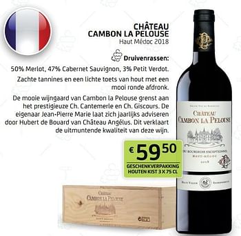 Promoties Château cambon la pelouse haut médoc 2018 - Rode wijnen - Geldig van 03/12/2021 tot 16/12/2021 bij BelBev