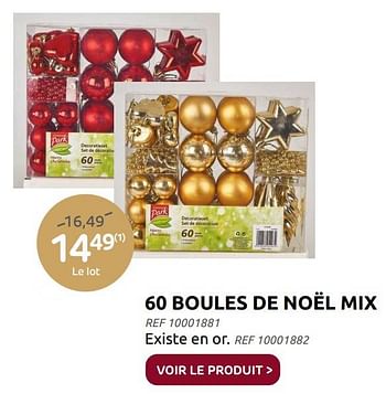 Promotions 60 boules de noël mix - Produit maison - Brico - Valide de 01/12/2021 à 03/01/2022 chez Brico