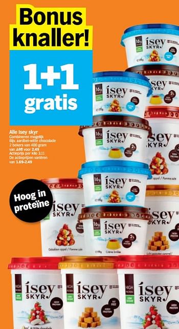 Promoties Aardbei-witte chocolade - Isey Skyr - Geldig van 29/11/2021 tot 05/12/2021 bij Albert Heijn