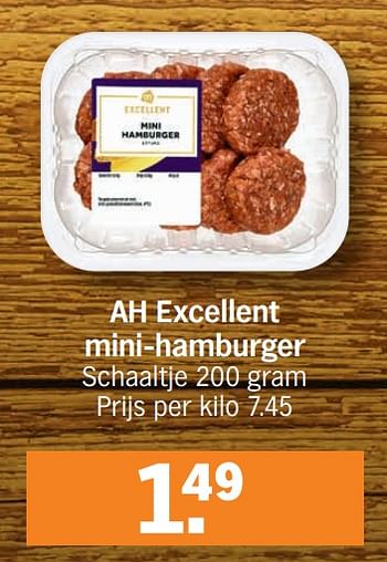 Promoties Ah excellent mini-hamburger - Huismerk - Albert Heijn - Geldig van 29/11/2021 tot 05/12/2021 bij Albert Heijn