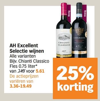 Promoties Ah excellent selectie wijnen chianti classico - Rode wijnen - Geldig van 29/11/2021 tot 05/12/2021 bij Albert Heijn