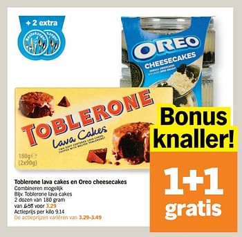 Promotions Toblerone lava cakes - Toblerone - Valide de 29/11/2021 à 05/12/2021 chez Albert Heijn