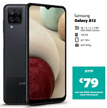 Promoties Samsung galaxy a12 - Samsung - Geldig van 30/11/2021 tot 12/12/2021 bij Base