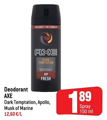 Promoties Deodorant axe - Axe - Geldig van 01/12/2021 tot 07/12/2021 bij Smatch