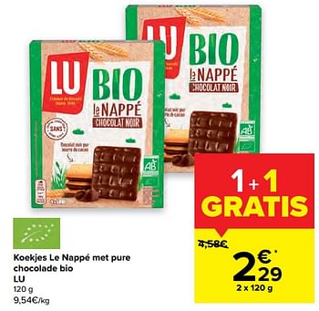 Verwachting oortelefoon Noord Lu Koekjes le nappé met pure chocolade bio lu - Promotie bij Carrefour  Market