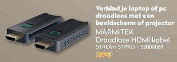 Promoties Marmitek draadloze hdmi kabel stream s1 pro - Marmitek - Geldig van 01/12/2021 tot 31/12/2021 bij Krefel
