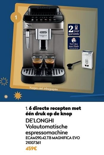 Promoties De’longhi volautomatische espressomachine ecam290.42.tb magnifica evo - Delonghi - Geldig van 01/12/2021 tot 31/12/2021 bij Krefel