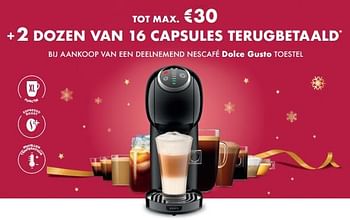 Promoties Tot max. €30 + 2 dozen van 16 capsules terugbetaald bij aankoop van een deelnemend nescafé dolce gusto toestel - Krups - Geldig van 01/12/2021 tot 31/12/2021 bij Krefel