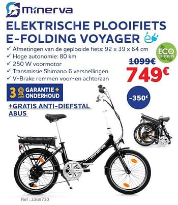 Promoties Elektrische plooifiets e-folding voyager - Minerva - Geldig van 30/11/2021 tot 04/01/2022 bij Auto 5