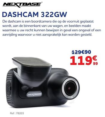 Promotions Nextbase dashcam 322gw - Nextbase - Valide de 30/11/2021 à 04/01/2022 chez Auto 5
