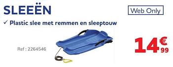 Promoties Sleeën plastic slee met remmen en sleeptouw - Huismerk - Auto 5  - Geldig van 30/11/2021 tot 04/01/2022 bij Auto 5