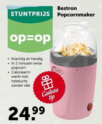 Promoties Bestron popcornmaker - Bestron - Geldig van 01/12/2021 tot 11/12/2021 bij Aveve