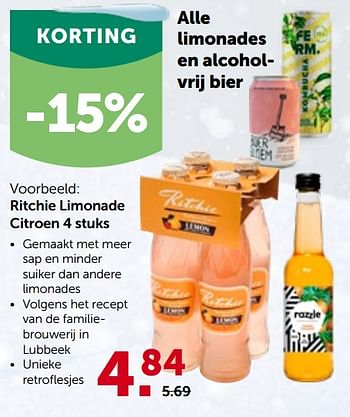 Promoties Ritchie limonade citroen - Ritchie - Geldig van 01/12/2021 tot 11/12/2021 bij Aveve