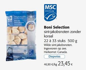Promoties Boni selection sint-jakobsnoten zonder koraal - Boni - Geldig van 01/12/2021 tot 14/12/2021 bij Colruyt