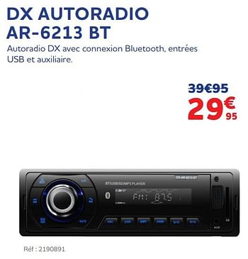 Promoties Dx autoradio ar-6213 bt - Huismerk - Auto 5  - Geldig van 30/11/2021 tot 04/01/2022 bij Auto 5