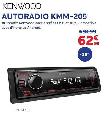 Promotions Kenwood autoradio kmm-205 - Kenwood - Valide de 30/11/2021 à 04/01/2022 chez Auto 5