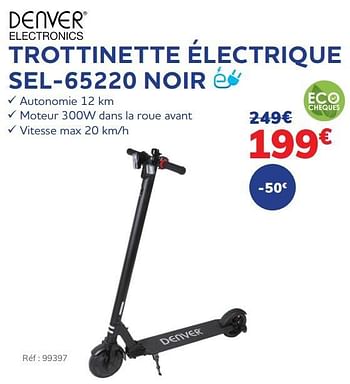 Promotions Trottinette électrique sel-65220 noir - Denver Electronics - Valide de 30/11/2021 à 04/01/2022 chez Auto 5