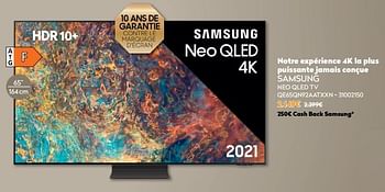 Promoties Samsung neo qled tv qe65qn92aatxxn - Samsung - Geldig van 01/12/2021 tot 31/12/2021 bij Krefel