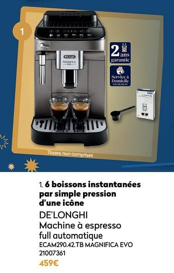 Promoties De’longhi machine à espresso full automatique ecam290.42.tb magnifica evo - Delonghi - Geldig van 01/12/2021 tot 31/12/2021 bij Krefel
