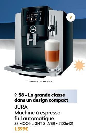 Promotions Jura machine à espresso full automatique s8 moonlight silver - Jura - Valide de 01/12/2021 à 31/12/2021 chez Krefel
