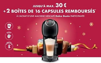 Promotions Jusqu’à max. €30 + 2 boîtes de 16 capsules remboursés à l`achat d`une machine nescafé dolce gusto participante - Krups - Valide de 01/12/2021 à 31/12/2021 chez Krefel