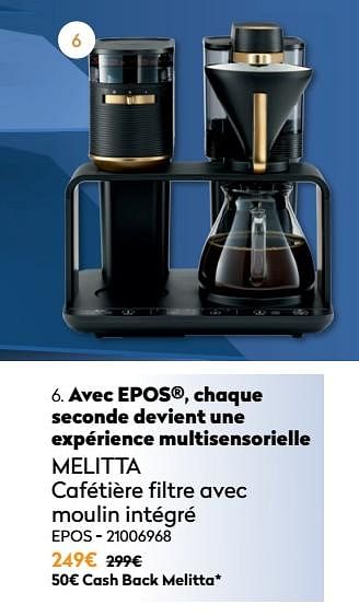 Promoties Melitta cafétière filtre avec moulin intégré epos - Melitta - Geldig van 01/12/2021 tot 31/12/2021 bij Krefel