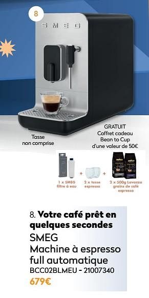 Promotions Smeg machine à espresso full automatique bcc02blmeu - Smeg - Valide de 01/12/2021 à 31/12/2021 chez Krefel