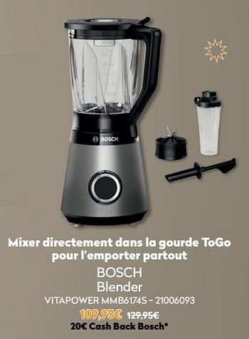 Promotions Bosch blender vitapower mmb6174s - Bosch - Valide de 01/12/2021 à 31/12/2021 chez Krefel