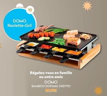 Promotions Domo raclette-gril bamboo do9246g - Domo elektro - Valide de 01/12/2021 à 31/12/2021 chez Krefel