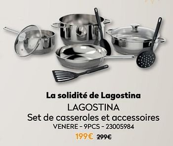 Promotions Lagostina set de casseroles et accessoires venere - 9pcs - Lagostina - Valide de 01/12/2021 à 31/12/2021 chez Krefel