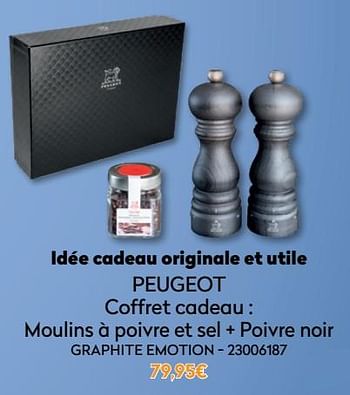 Promotions Peugeot coffret cadeau : moulins à poivre et sel + poivre noir graphite emotion - Peugeot - Valide de 01/12/2021 à 31/12/2021 chez Krefel