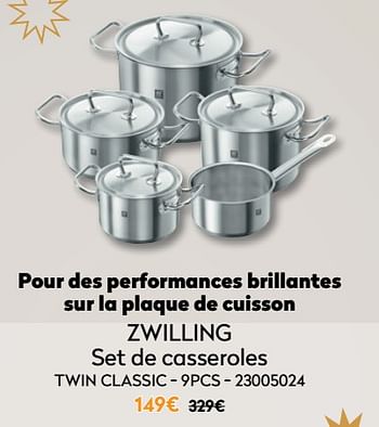 Promotions Zwilling set de casseroles twin classic - 9pcs - Zwilling J.A Henckels - Valide de 01/12/2021 à 31/12/2021 chez Krefel