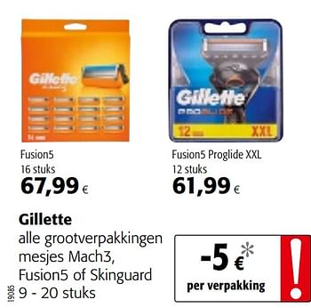 Gillette Gillette alle mesjes fusion5 of skinguard - Promotie bij Colruyt