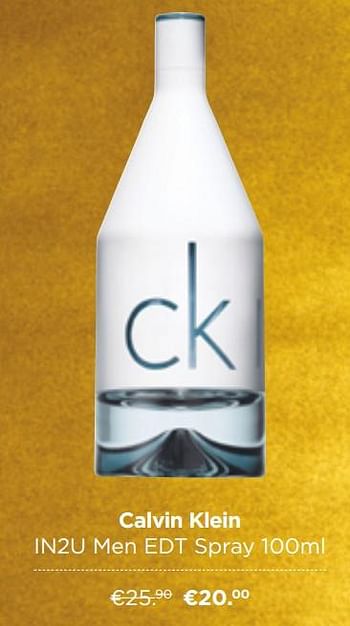 Promoties Calvin klein in2u men edt spray - Calvin Klein - Geldig van 01/12/2021 tot 31/12/2021 bij ICI PARIS XL