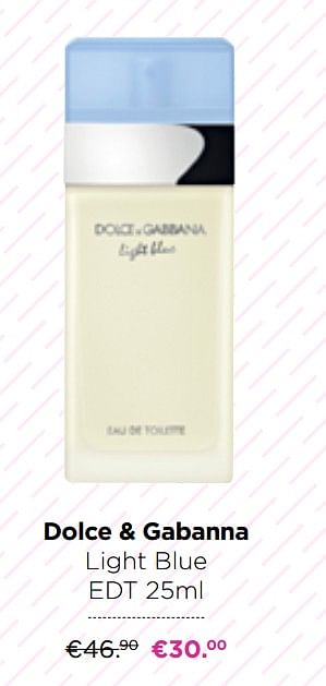 Promoties Dolce + gabanna light blue edt - Dolce & Gabbana - Geldig van 01/12/2021 tot 31/12/2021 bij ICI PARIS XL