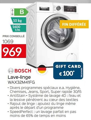 Promotions Bosch lave-linge wax32m41fg - Bosch - Valide de 03/12/2021 à 31/12/2021 chez Selexion
