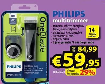 Promoties Philips multitrimmer qp6520-20 - Philips - Geldig van 08/12/2021 tot 15/12/2021 bij ElectroStock