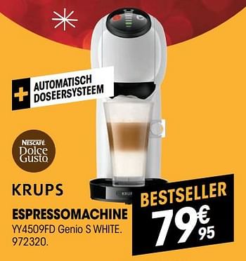 Promoties Krups espressomachine yy4509fd genio s white - Krups - Geldig van 07/12/2021 tot 24/12/2021 bij Electro Depot